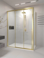 Душевой угол раздвижной 1400х900x2000 цвет профиля Золото брашинг стекло прозрачное PR3/L-SP-14090-01-G-C4 Premium Veconi