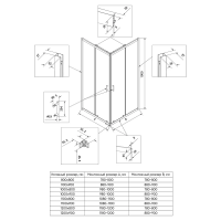 Душевой угол раздвижной RV27B-9090-01-C8 900x900x1900 Цвет профиля Чёрный Стекло Прозрачное Veconi