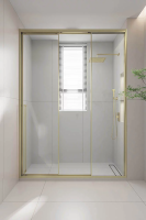 Душевая дверь раздвижная 1000x2000 цвет профиля Золото брашинг стекло прозрачное PR3/R-100-01-G-C4 Premium Veconi