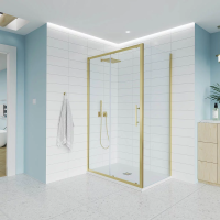 Душевой угол раздвижной E1-SP-G-16080-01-C9 1600х800x1950 Цвет профиля Золото брашинг Стекло  Прозрачное Veconi