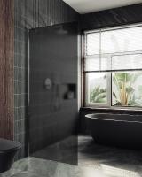 Душевая перегородка в профиле MaybahGlass 1950*690 Стекло 8 мм Графит матовый   Профиль: Широкий, Цвет Хром глянцевый MGD-704-4ш