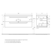 Тумба под раковину подвесная с двумя выкатными ящиками ECO  Bianco Opaco ECO-1200-2C-SO-BO CEZARES