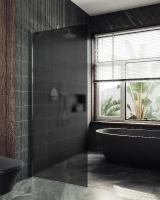 Душевая перегородка в профиле MaybahGlass 1950*690 Стекло 8 мм Графит матовый   Профиль: Широкий, Цвет Хром матовый MGD-704-5ш