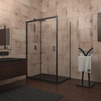 Душевой угол раздвижной прямоугольный RV046B-125120-01-C5 1250х1200х1950 Цвет профиля Чёрный  Стекло Прозрачное Veconi