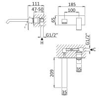 Смеситель для раковины однорычажный с донным клапаном  PORTA-BLI-SR Sunrise ручка  Sunrise Cezares