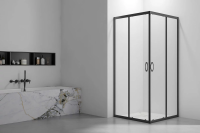 Душевой угол раздвижной квадратный RV101B-8090-01-C4 900x800x1900 Цвет профиля Чёрный Стекло Прозрачное Veconi