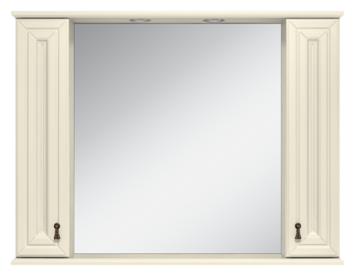 Лувр -105 Зеркало с 2-мя шкафчиками, слоновая кость