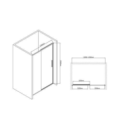 Душевая дверь Slim-U VDS-2SU130CL, 1300, хром, стекло прозрачное, , шт Vincea