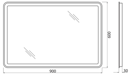 Зеркало с встроенным светильником и кнопочным выключателем SPC-MAR-900-600-LED-BTN, 12W, 220-240V, 900x30x600   BELBAGNO